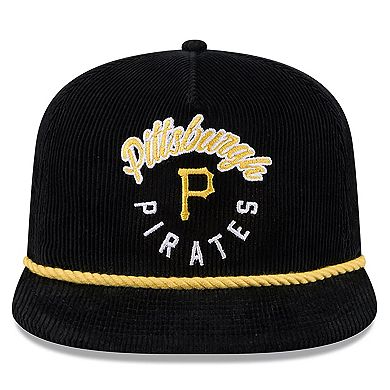 Men's New Era Black Pittsburgh Pirates Full Circle Corduroy Golfer Adjustable Hat