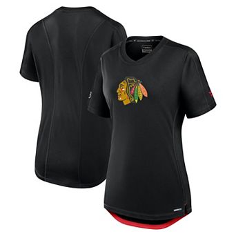 Women's Fanatics Black Chicago Blackhawks Authentic Pro Rink T-Shirt