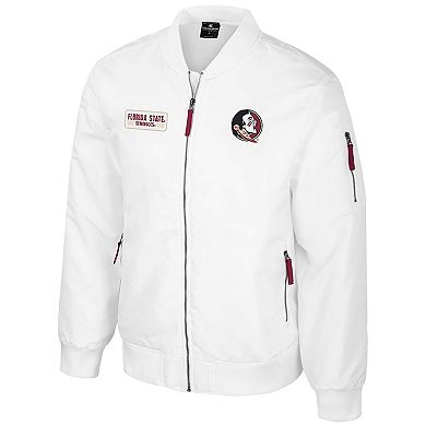 Men's Colosseum Florida State Seminoles White Rabbit Full-Zip Bomber Jacket