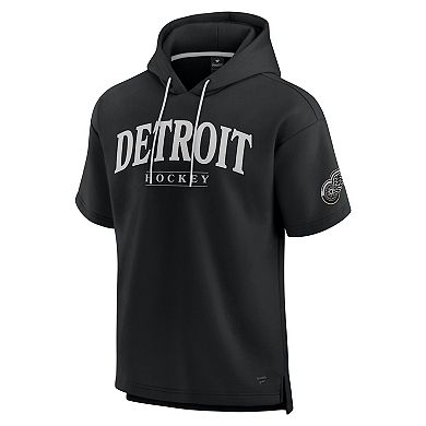 Men's Fanatics Black Detroit Red Wings Elements Ready Short Sleeve Pullover Hoodie