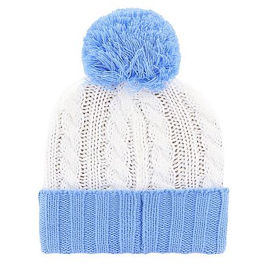 Women's '47 White/Light Blue Dallas Cowboys Luminance Cuffed Knit Hat with Pom