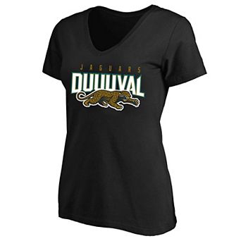 Women's Mitchell & Ness Black Jacksonville Jaguars Plus Size Retro Duval V-Neck T-Shirt