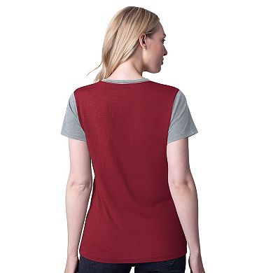 Women's G-III 4Her by Carl Banks Crimson Alabama Crimson Tide Racer Crewneck Ringer T-Shirt