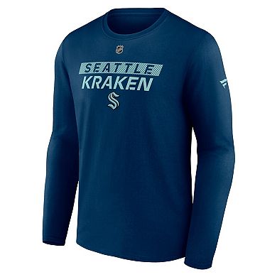 Men's Fanatics Deep Sea Blue Seattle Kraken Authentic Pro Core Primary Long Sleeve T-Shirt