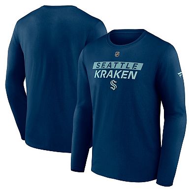 Men's Fanatics Deep Sea Blue Seattle Kraken Authentic Pro Core Primary Long Sleeve T-Shirt