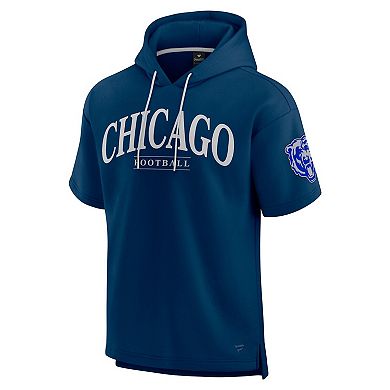 Unisex Fanatics Navy Chicago Bears Elements Ready Short Sleeve Pullover Hoodie