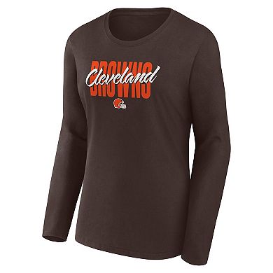 Women's Brown Cleveland Browns Grip Long Sleeve T-Shirt