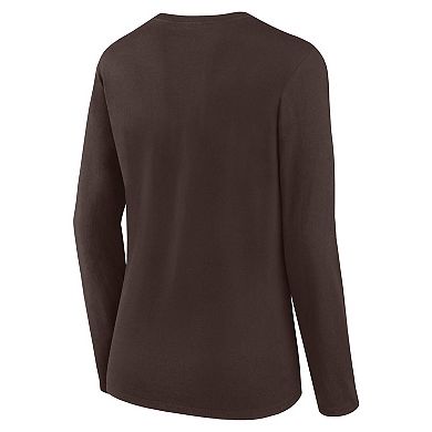 Women's Brown Cleveland Browns Grip Long Sleeve T-Shirt