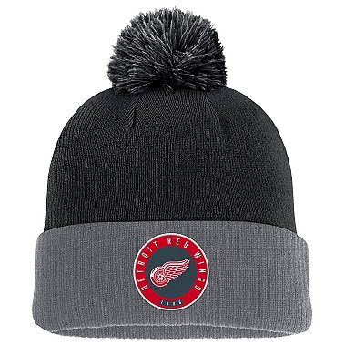 Men's Fanatics Black Detroit Red Wings Cuffed Knit Hat with Pom