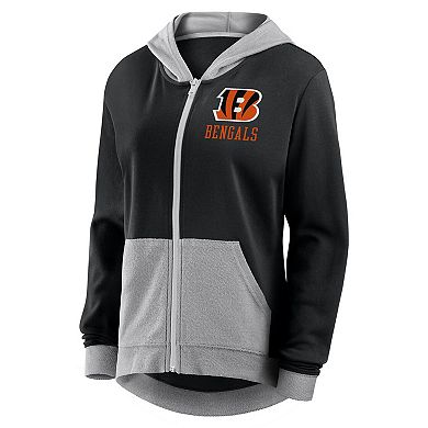 Women's Black Cincinnati Bengals Hit It French Terry Full-Zip Hoodie