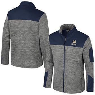 Men's Colosseum Gray/Navy Notre Dame Fighting Irish Guard Full-Zip Jacket