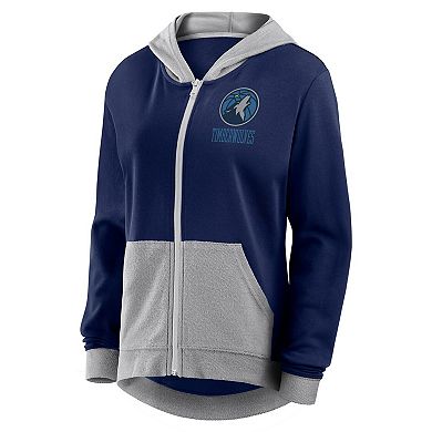 Women's Navy Minnesota Timberwolves Hit It French Terry Full-Zip Hoodie