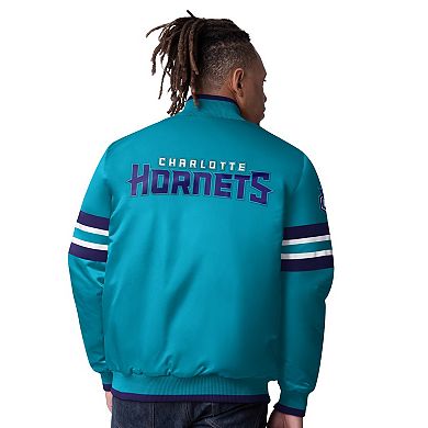 Men's Starter Teal Charlotte Hornets Scout Varsity Satin Full-Snap Jacket