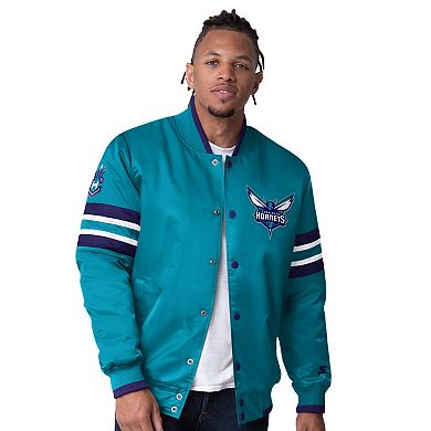 Men's Starter Teal Charlotte Hornets Scout Varsity Satin Full-Snap Jacket