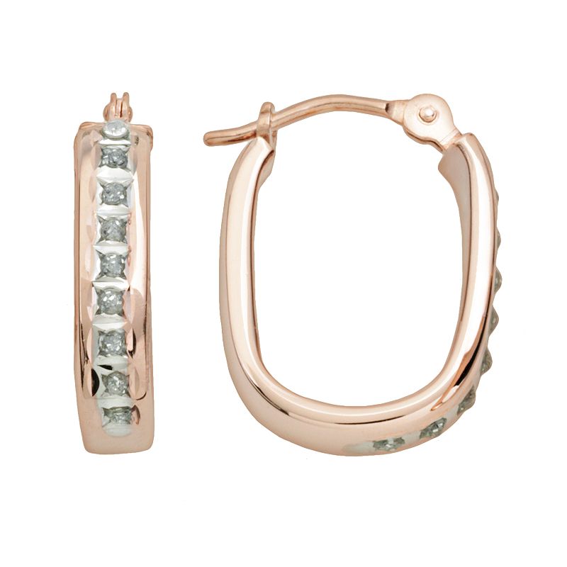 Diamond Fascination 14k Rose Gold Diamond Accent U-Hoop Earrings, Womens, 