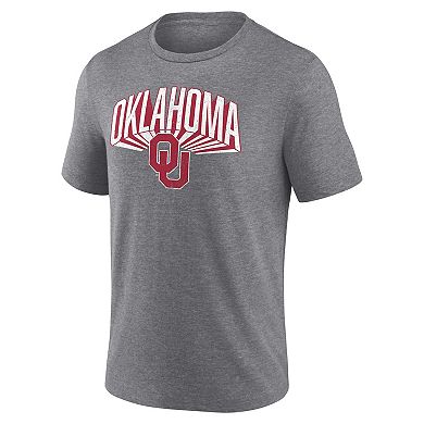 Men's Fanatics Gray Oklahoma Sooners Heritage Tri-Blend 3D Burst T-Shirt