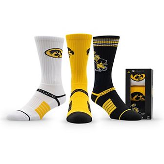 Unisex Strideline Iowa Hawkeyes Premium Knit Crew Socks Three-Pack