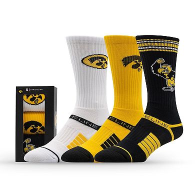 Unisex Strideline Iowa Hawkeyes Premium Knit Crew Socks Three-Pack