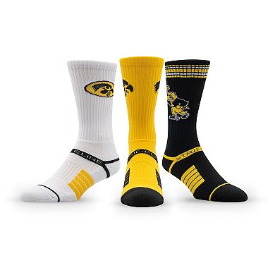 Unisex Strideline Iowa Hawkeyes Premium Knit Crew Socks Three-Pack