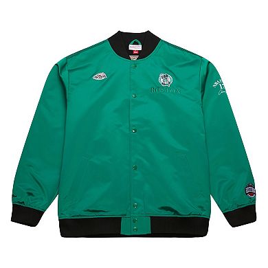 Men's Mitchell & Ness Kelly Green Boston Celtics Hardwood Classics Team OG 3.0 Lightweight Satin Full-Snap Jacket