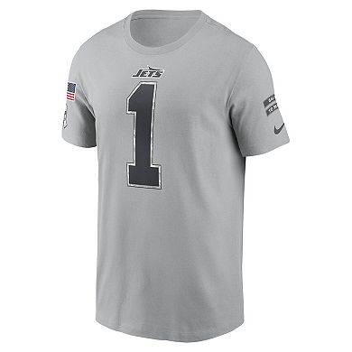 Men's Nike Ahmad Sauce Gardner Gray New York Jets 2024 Salute To Service Name & Number T-Shirt