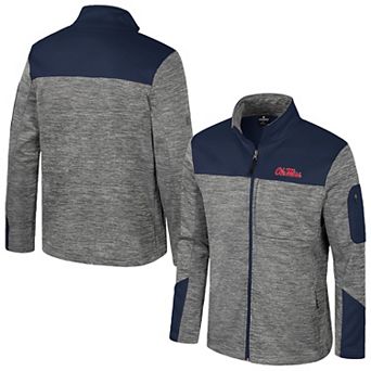 Men's Colosseum Gray/Navy Ole Miss Rebels Guard Full-Zip Jacket