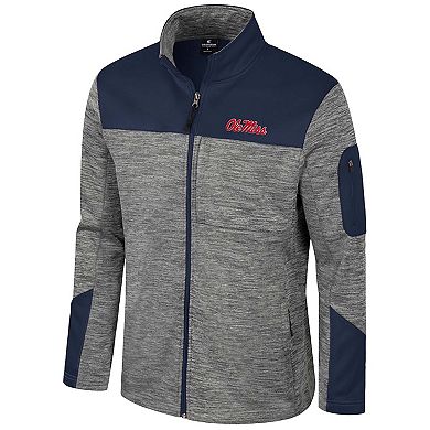 Men's Colosseum Gray/Navy Ole Miss Rebels Guard Full-Zip Jacket