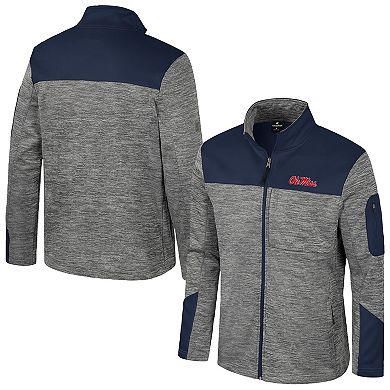 Men's Colosseum Gray/Navy Ole Miss Rebels Guard Full-Zip Jacket