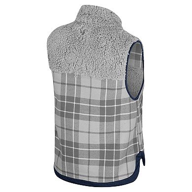 Women's Colosseum Gray Michigan Wolverines Matilda Sherpa Plaid Full-Zip Vest