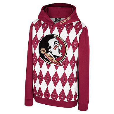 Youth Colosseum Garnet Florida State Seminoles Argyle The Dealio Pullover Hoodie