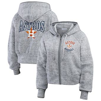 Women's WEAR by Erin Andrews Heather Gray Houston Astros Speckled Fleece Cropped Full-Zip Hoodie