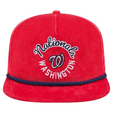 Men's New Era Red Washington Nationals Full Circle Corduroy Golfer Adjustable Hat