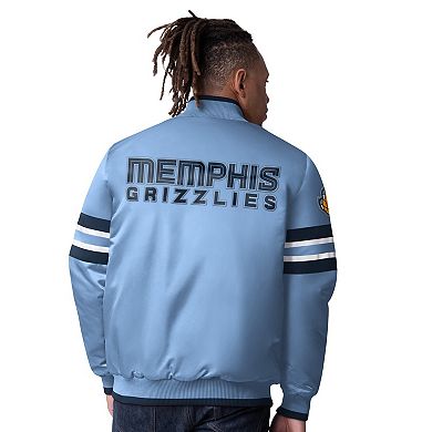 Men's Starter Light Blue Memphis Grizzlies Scout Varsity Satin Full-Snap Jacket