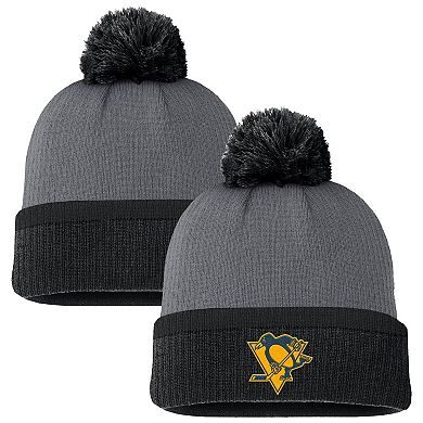 Women's Fanatics Charcoal Pittsburgh Penguins Cuffed Knit Hat with Pom