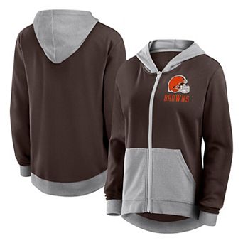 Women's Brown Cleveland Browns Hit It French Terry Full-Zip Hoodie