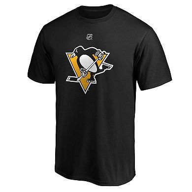 Men's Fanatics Kris Letang Black Pittsburgh Penguins Authentic Stack Name & Number T-Shirt