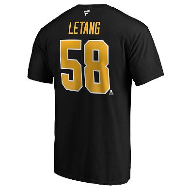 Men's Fanatics Kris Letang Black Pittsburgh Penguins Authentic Stack Name & Number T-Shirt
