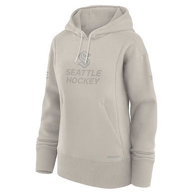 Women's Fanatics Cream Seattle Kraken Authentic Pro Road Pullover Hoodie