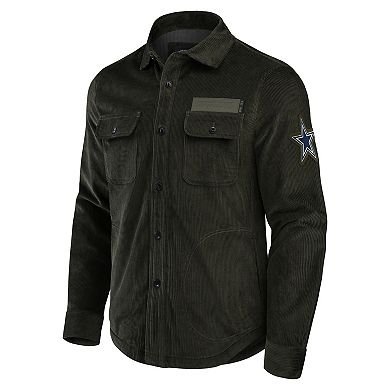 Men's Darius Rucker Collection by Fanatics Olive Dallas Cowboys Corduroy Button-Up Shacket