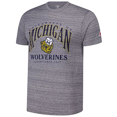 Men's League Collegiate Wear Heather Gray Michigan Wolverines Tall Arch 2.0 Victory Falls Tri-Blend T-Shirt