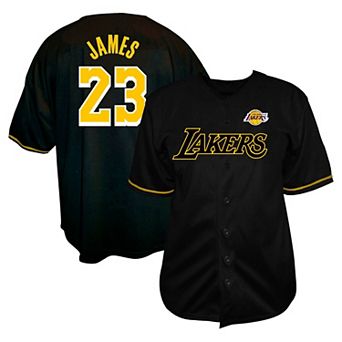 Men's Profile LeBron James Black Los Angeles Lakers Big & Tall Name & Number Button-Up Jersey