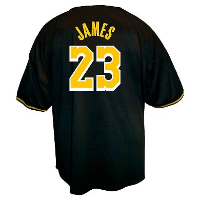 Men's Profile LeBron James Black Los Angeles Lakers Big & Tall Name & Number Button-Up Jersey