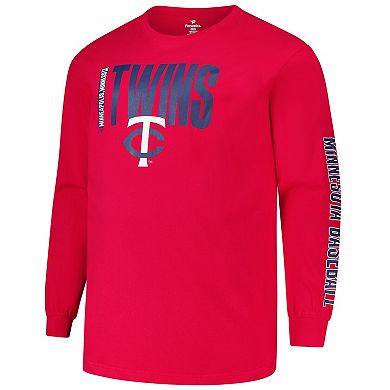 Men's Profile Red Minnesota Twins Big & Tall Two-Hit Long Sleeve T-Shirt