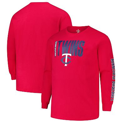 Men's Profile Red Minnesota Twins Big & Tall Two-Hit Long Sleeve T-Shirt