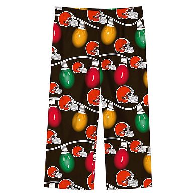 Toddler Cleveland Browns Two-Piece Garland Holiday Long Sleeve Pajama Set