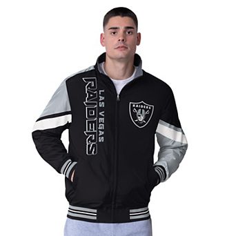 Men's G-III Extreme Black/Heather Gray Las Vegas Raiders Strong Arm Reversible Full-Zip Jacket