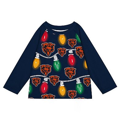 Toddler Chicago Bears Two-Piece Garland Holiday Long Sleeve Pajama Set