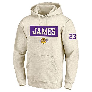 Men's Profile LeBron James Cream Los Angeles Lakers Big & Tall Player Double Face Tri-Blend Pullover Hoodie