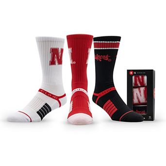 Unisex Strideline Nebraska Huskers Premium Knit Crew Socks Three-Pack