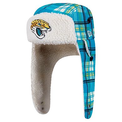 New Era Teal Jacksonville Jaguars Sideline Plaid Sherpa Trapper Hat
